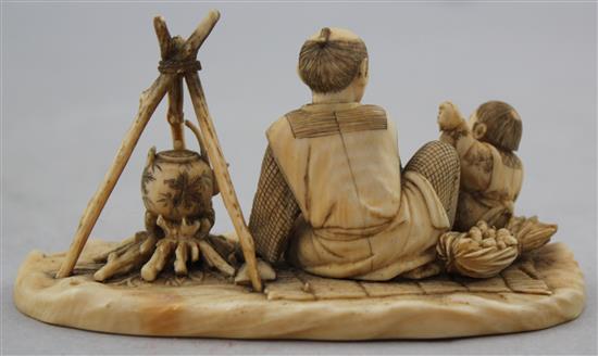 A Japanese ivory okimono, Meiji period, 7.6cm., slight losses